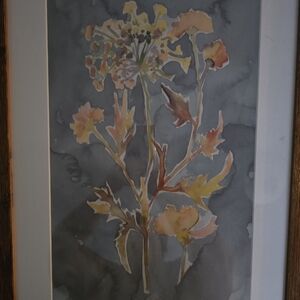 Floral Watercolor Art in Wooden Frame